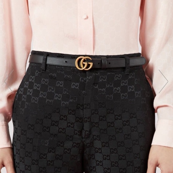 Gucci Marmont thin Belt with Gold GG Buckle - Picture 2 of 11